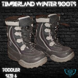 Timberland Leather Black Gray Snow Boots Toddler 6 Slim Fit -Great for Mobility